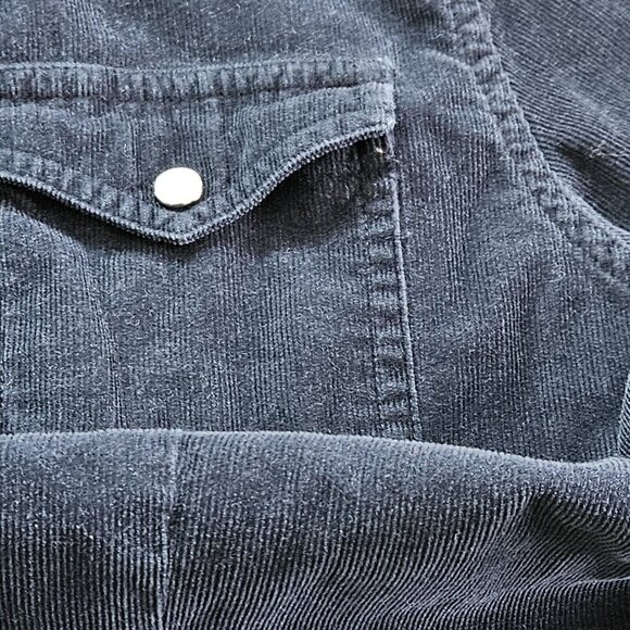 Ralph Lauren Shirt Youth Women L Navy LS Pearl Snap Button Corduroy Boho Western - Picture 10 of 14